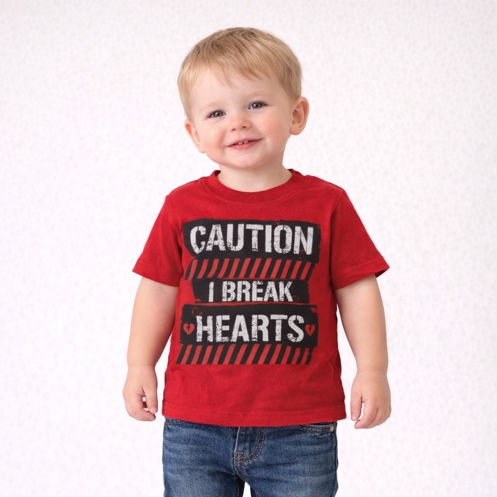 Red Kids Shirt - Caution I Break Hearts